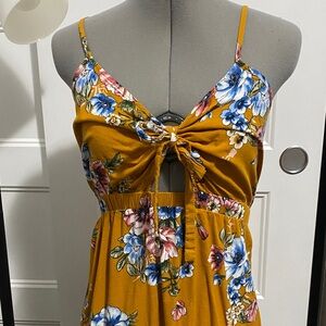 Pink Rose Mustard Floral Dress